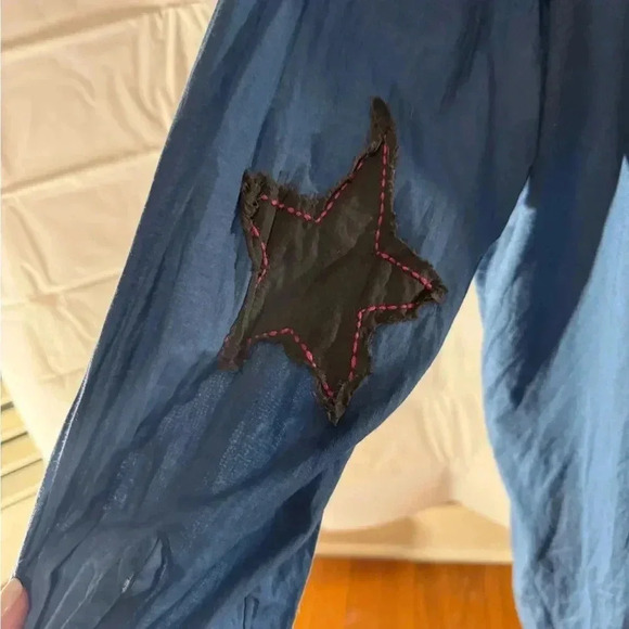 Natural Life Blue Shirt Dress with Star Patch on Elbows - Picture 2 of 7